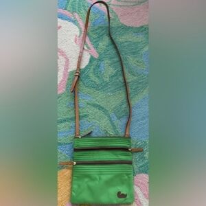 Dooney & Bourke Green Crossbody Bag with Tan Strap